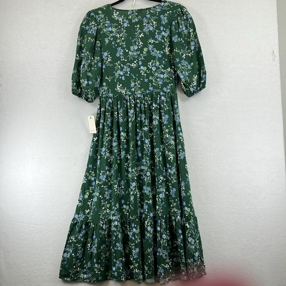 Angels Women’s Dress Size S Green & Blue Floral Elastic Front Tiered Skirt NWT - Picture 6 of 13